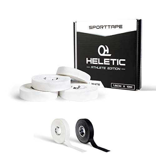 HELETIC Fingertape 4er Set Sporttape 1,5cm x 10m Athlete Edition - Tape mit extra starker Klebkraft, leicht abreißbar & wasserabweisend (weiß)