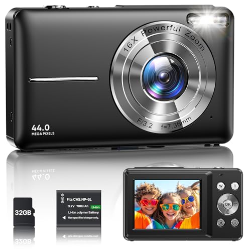 Digitalkamera 1080P Fotokamera 44MP Kamera Fotoapparat Tragbare Kompaktkamera mit 2,4