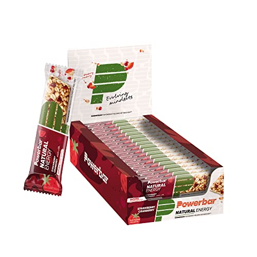 Powerbar Natural Energy Cereal Strawberry & Cranberry 18x40g - Veganer Kohlenhydrat Energie Riegel + Magnesium