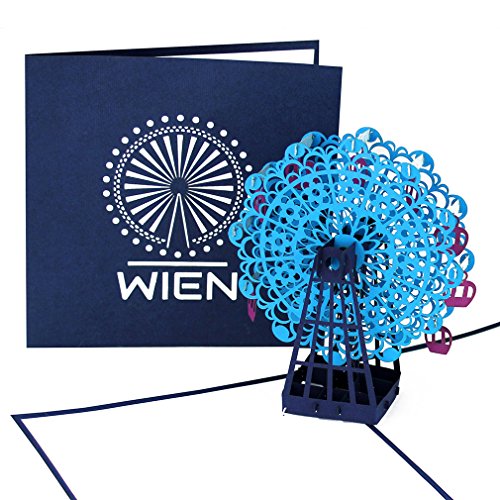 3D Pop Up Karte „Wien – Riesenrad – Wiener Prater“ - Grußkarte – Städtekarte als Österreich Souvenir, Geschenkgutschein, Einladungskarte & Gutschein zur Städtereise